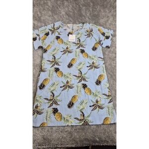 NEW Ellison Anthropologie Women's Tropical Print Tunic Size Medium Pineapple